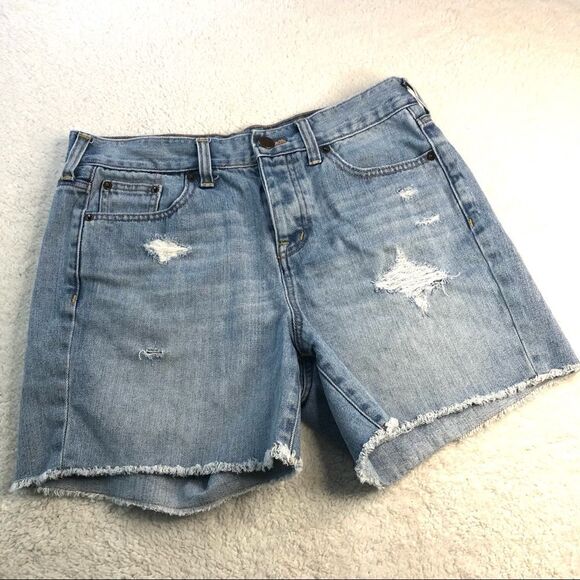 J. CREW DENIM SHORTS BUTTON FRONT DISTRESSED - Picture 1 of 7
